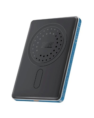 Promate Blade-5 5000mAh 15W Simsiz Power Bank – MagSafe, 20W USB-C, Mavi