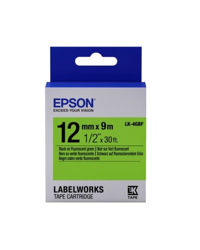 Epson LK-4GBF C53S654018 Fluorescent Black/Green Флуоресцентная лента 12 мм x 9 м