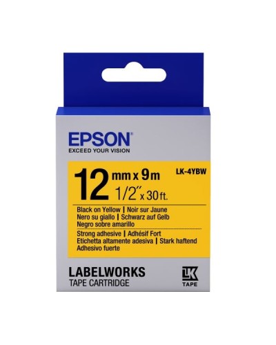 Epson LK-4YBW C53S654014 Strong Adhesive Black/Yellow Лента для этикеток 12 мм × 9 м