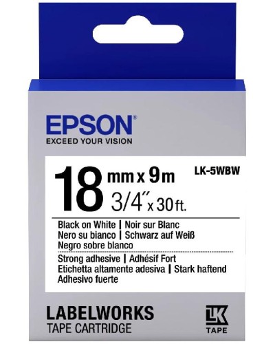 Epson LabelWorks LK-5WBW C53S655012 Strong Adhesive Лента для этикеток 18 мм x 9 м