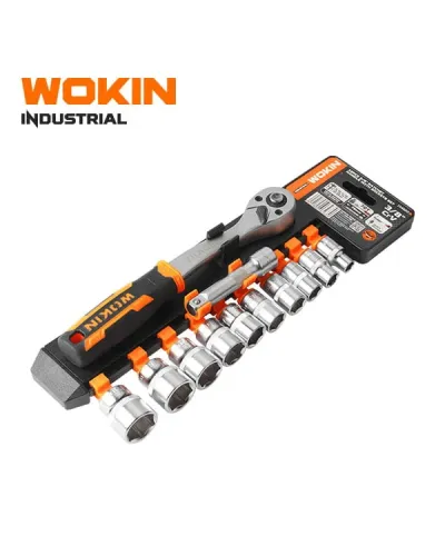 WOKIN Endüstriyel Lokma Açar Dəsti 12 Parça 3/8" – CrV, Ratchet 72T