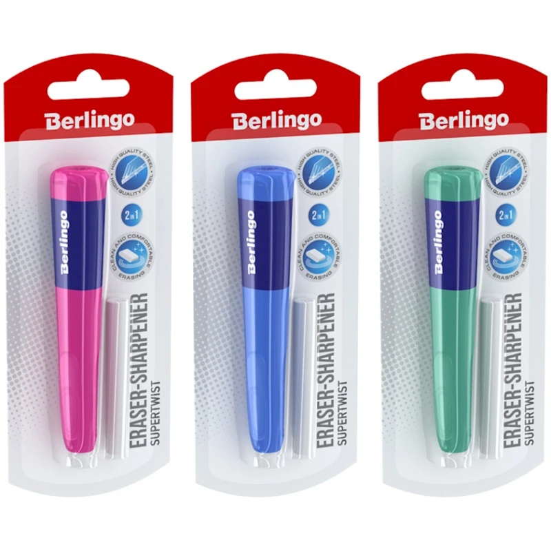 Точилка-ластик Berlingo Supertwist, товар в ассортименте Точилка-ластик Berlingo Supertwist, товар в ассортименте