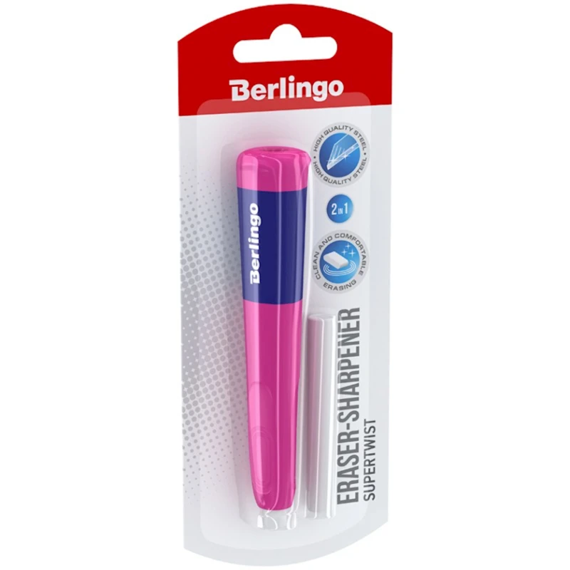 Точилка-ластик Berlingo Supertwist, товар в ассортименте Точилка-ластик Berlingo Supertwist, товар в ассортименте