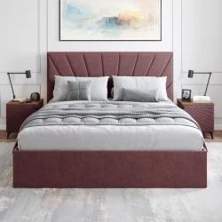 Двуспальная кровать Art_ikili_yataq 77, ламинат/текстиль, 120x200х200 см