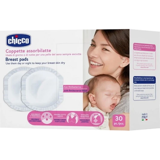Антибактериальные прокладки для груди Chicco, 30 шт