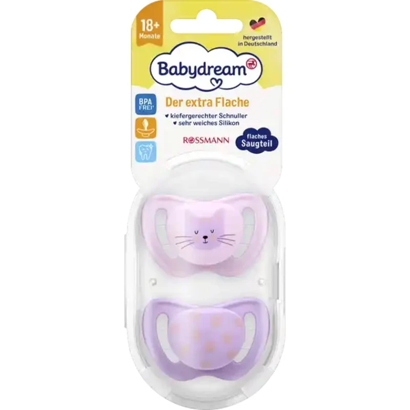 Набор пустышек Babydream Der Extra Flache, 18+ месяцев, 2 шт, товар в ассортименте