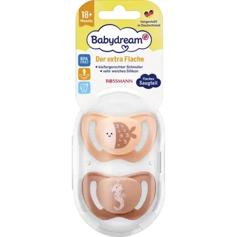Набор пустышек Babydream Der Extra Flache, 18+ месяцев, 2 шт, товар в ассортименте
