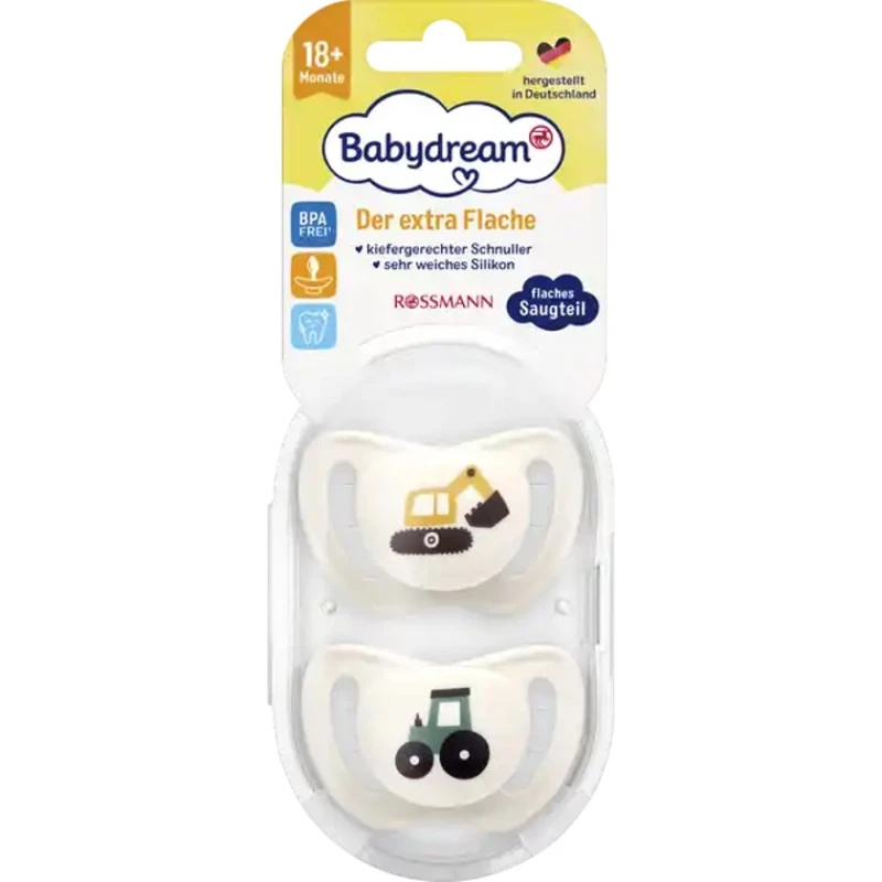 Набор пустышек Babydream Der Extra Flache, 18+ месяцев, 2 шт, товар в ассортименте