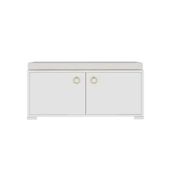 Тумба для обуви Art Mebel, ЛДСП/текстиль, белая, 35х60х110 см