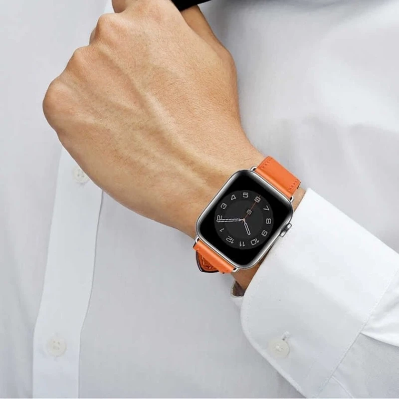 Ремешок Wiwu Attleage Genuine Leather Bands для Apple Watch 42-44-45mm Orange