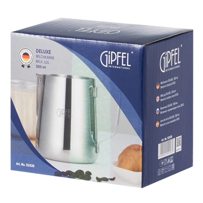 Молочник Gipfel Deluxe 52426, 300 мл, нержавеющая сталь, серебристый Молочник Gipfel Deluxe 52426, 300 мл, нержавеющая сталь, серебристый