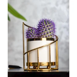 Кактус в горшке, белый/фиолетовый, 10x10x16 см