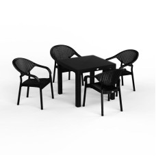 Bağ üçün mebel dəsti Florya Garden Antrasit, masa ölçüsü 90x90 sm, stul ölçüsü 45x58x56x84 sm - Florya Garden 031