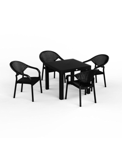 Bağ üçün mebel dəsti Florya Garden Antrasit, masa ölçüsü 90x90 sm, stul ölçüsü 45x58x56x84 sm - Florya Garden 031