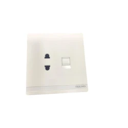 Выключатель одинарный с розеткой Aulmo, телефон+розетка, белый