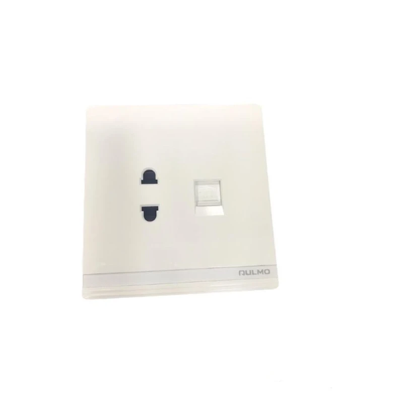 Выключатель одинарный с розеткой Aulmo, телефон+розетка, белый