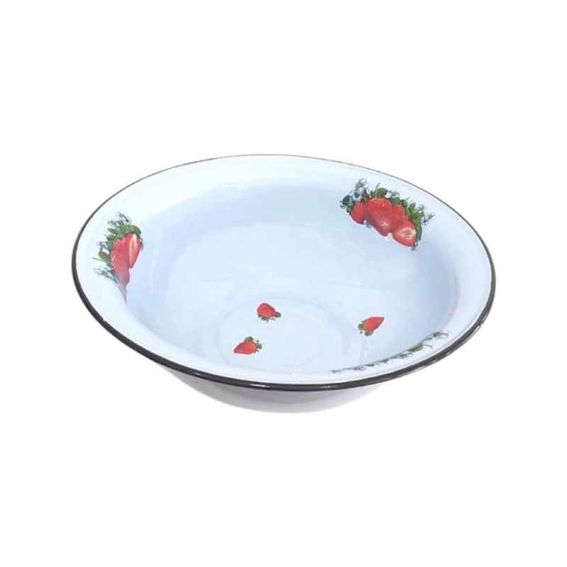 Таз эмалированный СтальЭмаль Клубника С3026*59, белый, 16л Таз эмалированный СтальЭмаль Клубника С3026*59, белый, 16л