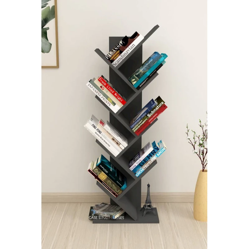 Стеллаж Moni Antre ev_12115511, ЛДСП, антрацит, 44x24x135 см Стеллаж Moni Antre ev_12115511, ЛДСП, антрацит, 44x24x135 см