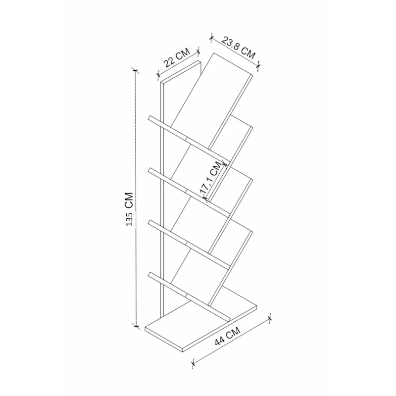 Стеллаж Moni Antre ev_12115511, ЛДСП, антрацит, 44x24x135 см Стеллаж Moni Antre ev_12115511, ЛДСП, антрацит, 44x24x135 см