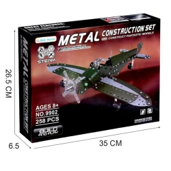 Конструктор металлический Aole Gainian 9902, самолёт, 258 деталей, зеленый Конструктор металлический Aole Gainian 9902, самолёт, 258 деталей, зеленый