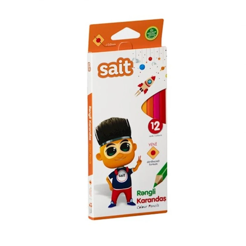 Набор цветных карандашей Oyal Plus Sait, 12 шт, дерево Набор цветных карандашей Oyal Plus Sait, 12 шт, дерево