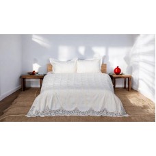 Dəst Narlı 000602, örtük 260х260 sm, yastıq üzlər 50x70 sm, ikinəfərlik, velür, ağ