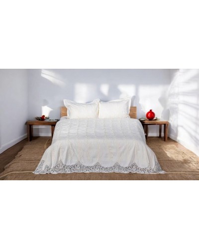 Dəst Narlı 000602, örtük 260х260 sm, yastıq üzlər 50x70 sm, ikinəfərlik, velür, ağ