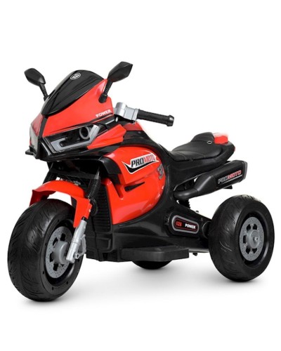 Uşaq elektrik motosikli Zies CN.M-1221, 2 motor, 2 saat işləmə müddəti, ksenon faraları, səs effektləri, 13.7 kq, qırmızı