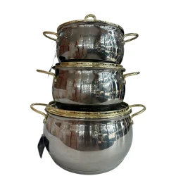 Набор кастрюль HausRoland ZGH_00543, нержавеющая сталь, серебристый/золотистый, 18/20/24 см, 6 предметов