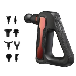 Массажный пистолет, 8 головок, красный Массажный пистолет, 8 головок, красный