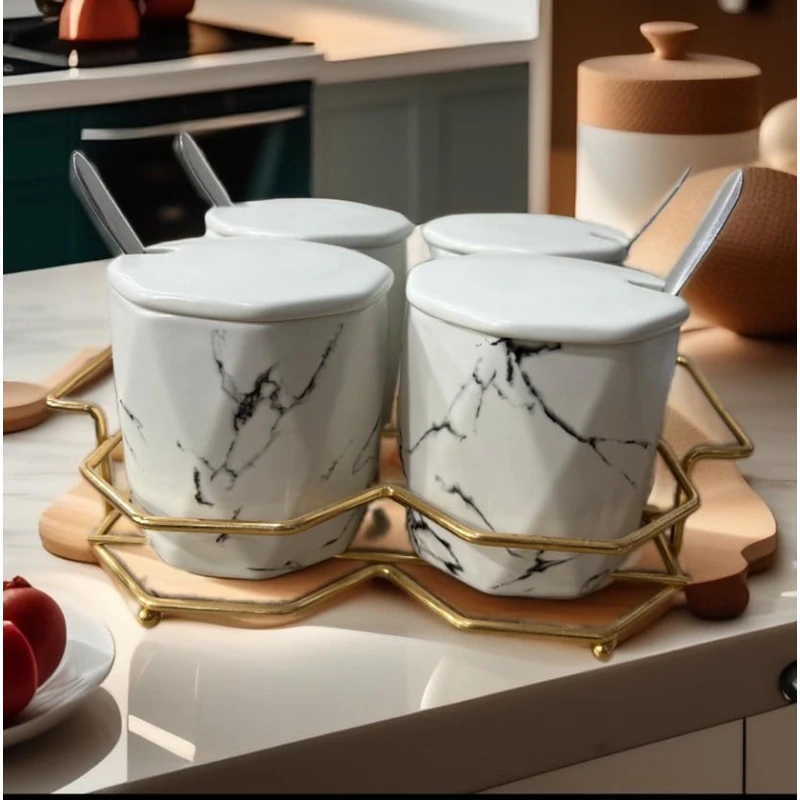 Qab dəsti ədviyyatların saxlanılması üçün, ağ, 4 əd