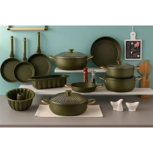Набор посуды Shosman 5762, гранит, зеленый, 20 предметов