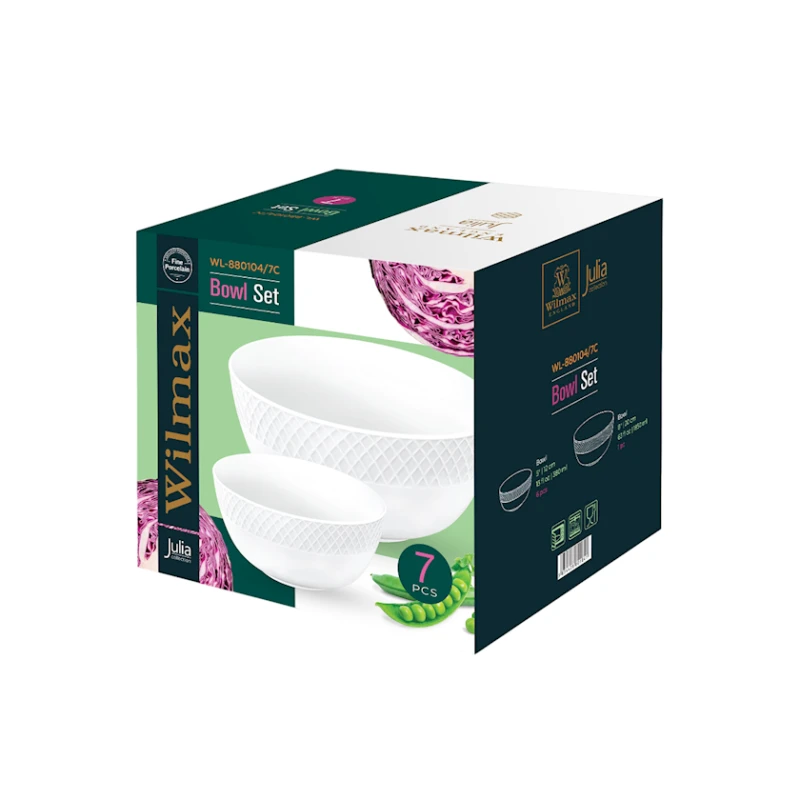 Набор салатниц Wilmax Julia WL‑880104/7C, 7 шт, 12/20 см, фарфор, белый