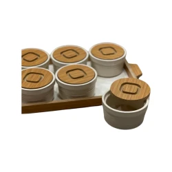 Salat qabları dəsti KR-936, dairəvi, 6 əd, qapaqlı, bej