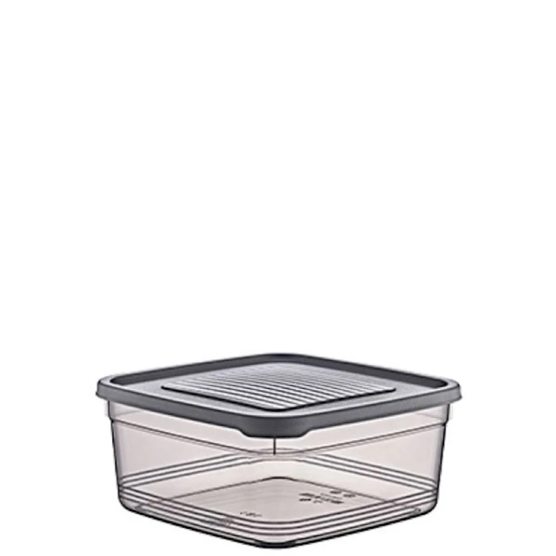 Контейнер для хранения Hobby Life Square 21368, 17.3x17.3x7.8 см, 1.6 л, пластик, прозрачный/черный