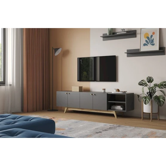 Тумба Imin2 12115563, ЛДСП, серый, 180x51x42 см Тумба Imin2 12115563, ЛДСП, серый, 180x51x42 см