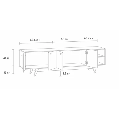 Тумба Imin2 12115563, ЛДСП, серый, 180x51x42 см Тумба Imin2 12115563, ЛДСП, серый, 180x51x42 см