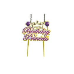Tort üçün şam Party Shop Birthday Princess, PVC, 18x10 sm, rəngbərəng