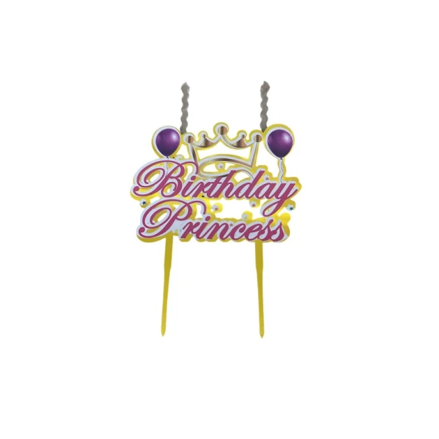 Tort üçün şam Party Shop Birthday Princess, PVC, 18x10 sm, rəngbərəng Tort üçün şam Party Shop Birthday Princess, PVC, 18x10 sm, rəngbərəng