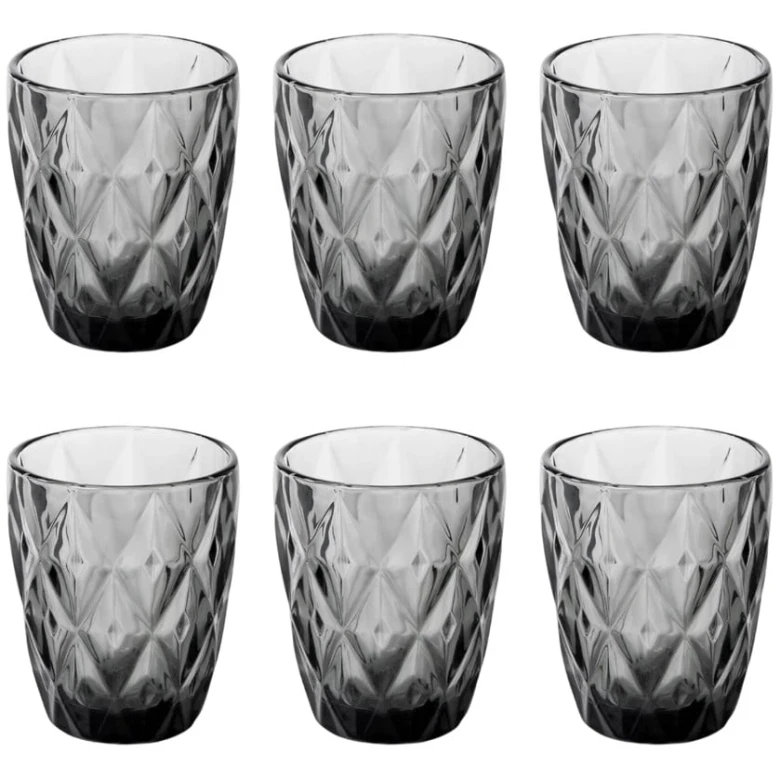 Набор стаканов, стекло, серые, 250 мл, 6 шт Набор стаканов, стекло, серые, 250 мл, 6 шт