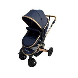Детская коляска Belecoo 530W, синяя/золотистая