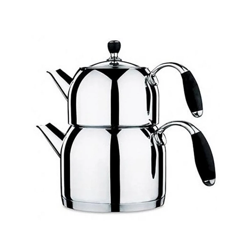 Набор заварочных чайников Korkmaz Flora Maxi A119, 2 шт, нержавеющая сталь, с крышкой, серебристый, черный