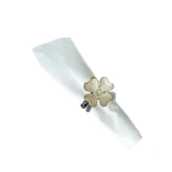 Salfet üzüyü Hom-me Yonca, metal, radius 5 sm, ağ/qara