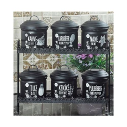 Ədviyyat saxlanılması üçün banka dəsti NH_AZATO3, metal, qara, 37x30/10x11 sm, 6 əd