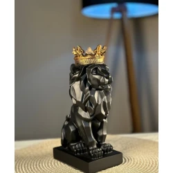 Ev Dekorasiyası üçün Müasir Şir Heykəli, Qara. R88fj_828 Ev Dekorasiyası üçün Müasir Şir Heykəli, Qara. R88fj_828