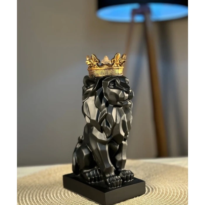 Ev Dekorasiyası üçün Müasir Şir Heykəli, Qara. R88fj_828