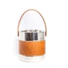 Ведерко для льда Hom-me Winston 105665, 19.5x17.5x20 см, нержавеющая сталь/искусственная кожа, серебристый/коричневый