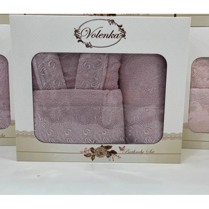 Банный набор Volenka SF-783, хлопок, розовый, размер L/XL (банное полотенце + полотенце для лица + халат) Банный набор Volenka SF-783, хлопок, розовый, размер L/XL (банное полотенце + полотенце для лица + халат)