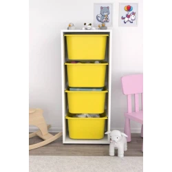 Шкаф для игрушек Pratico I39030, белый/желтый, 30x45.5x109 см