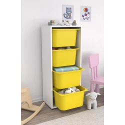 Шкаф для игрушек Pratico I39030, белый/желтый, 30x45.5x109 см